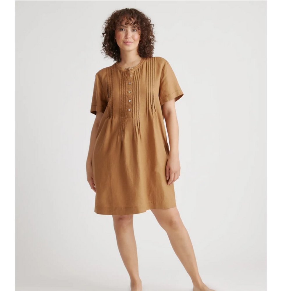 Quince European Linen Swing Shirt Dress